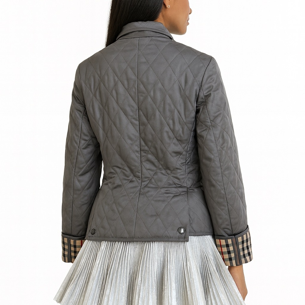 Authentic BURBERRY Grey Diamond Quilted Nova Check Utility Jacket Size S - Picture 2 of 15